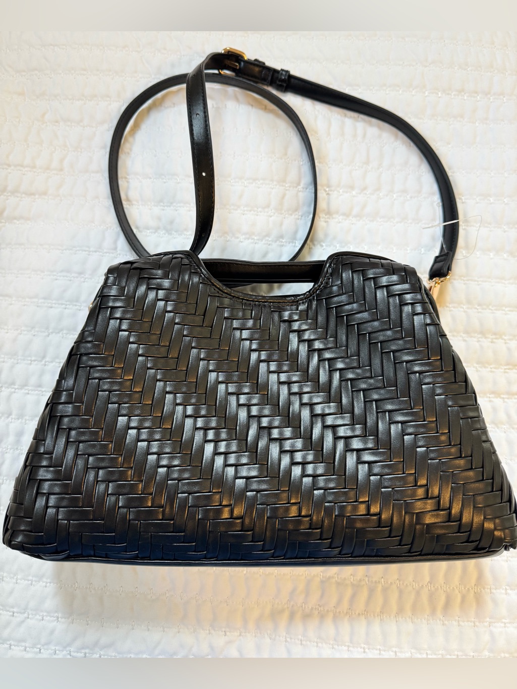 Moda Luxe Amara Woven Crossbody Shoulder Bag Black Nwt Vegan Leather — image 5 of 8
